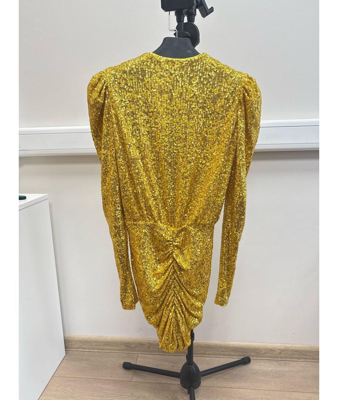 PINKO Золотое полиэстеровое вечернее платье, фото 2