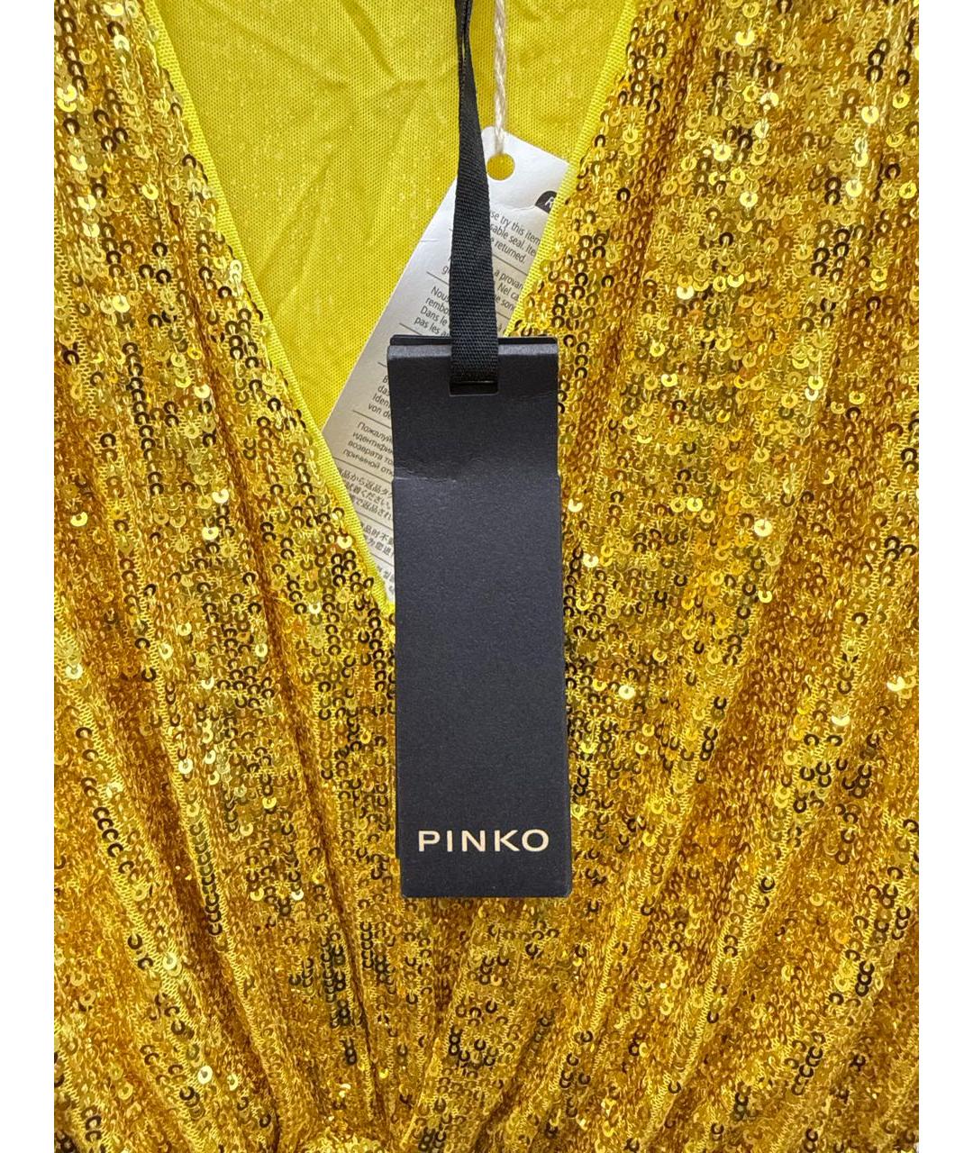 PINKO Золотое полиэстеровое вечернее платье, фото 3