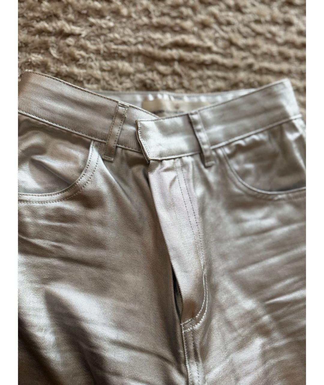 GOLDEN GOOSE DELUXE BRAND Серебряные хлопковые джинсы слим, фото 3