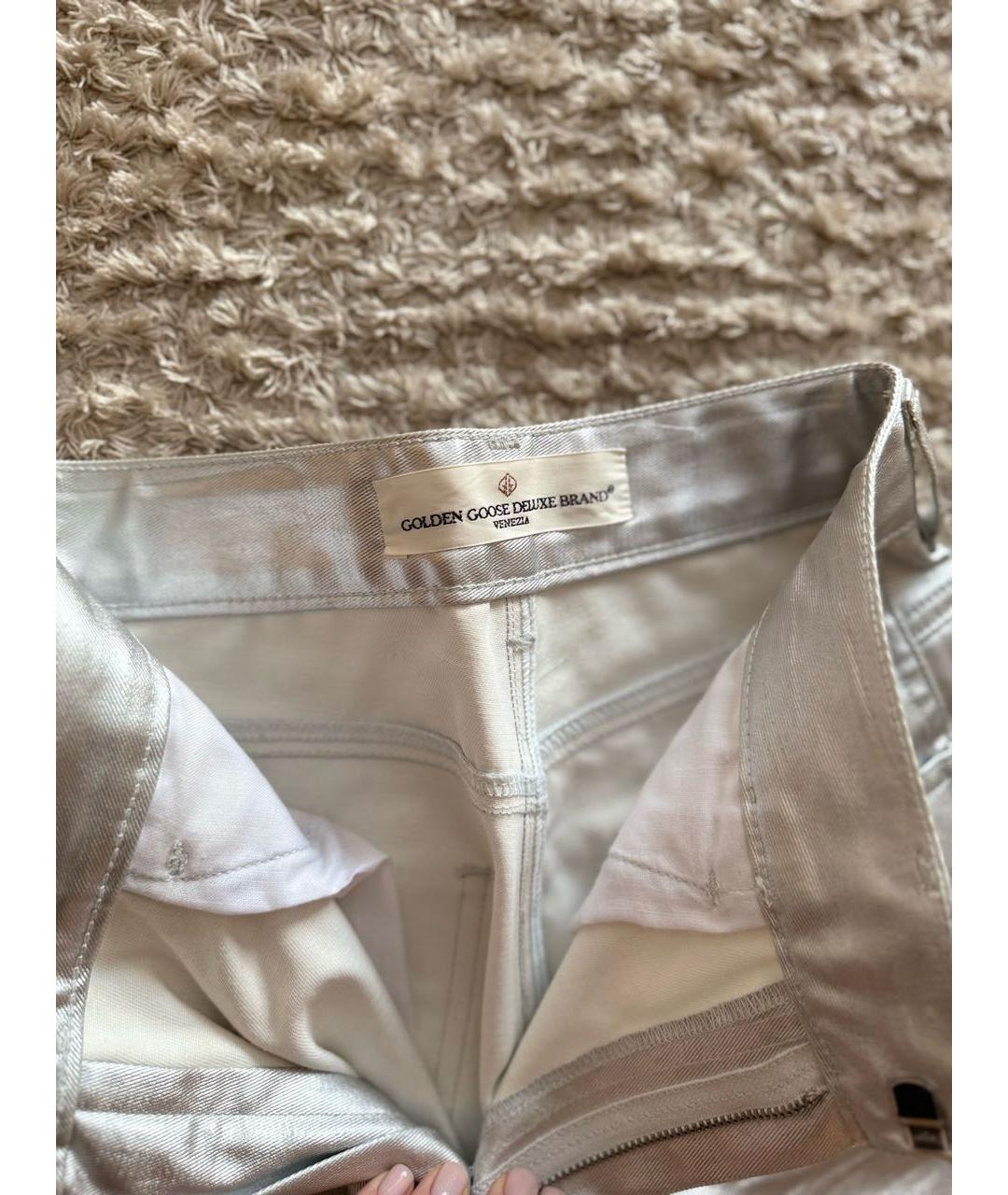 GOLDEN GOOSE DELUXE BRAND Серебряные хлопковые джинсы слим, фото 4