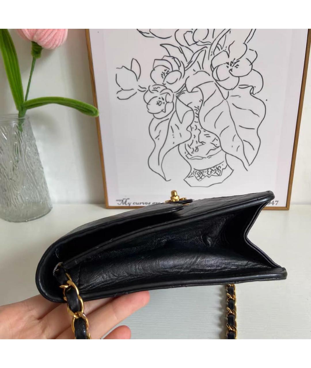 CHANEL Черная кожаная сумка через плечо, фото 3