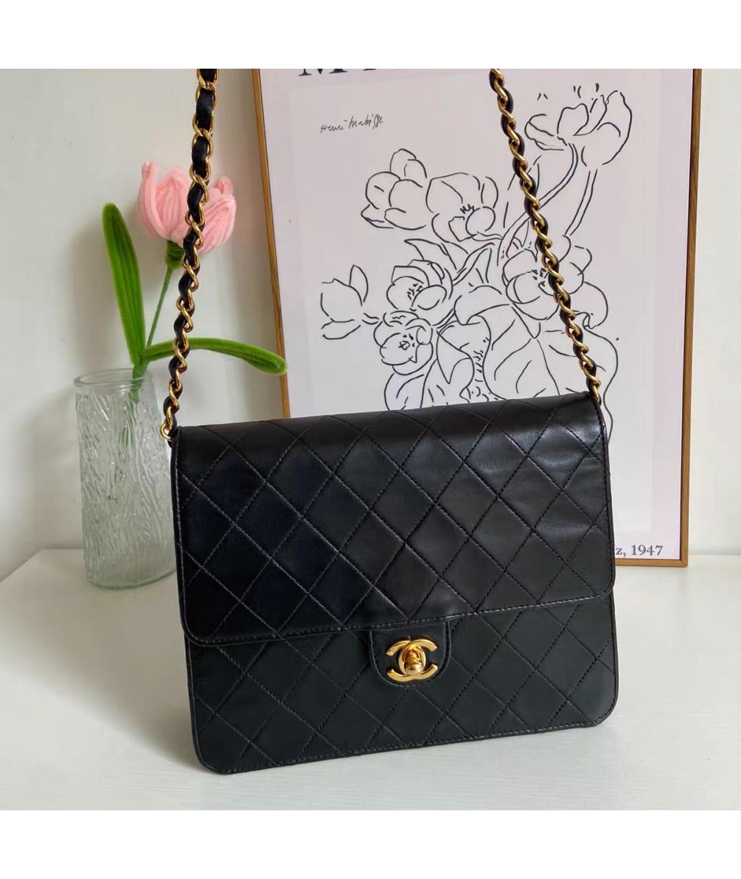 CHANEL Черная кожаная сумка через плечо, фото 2