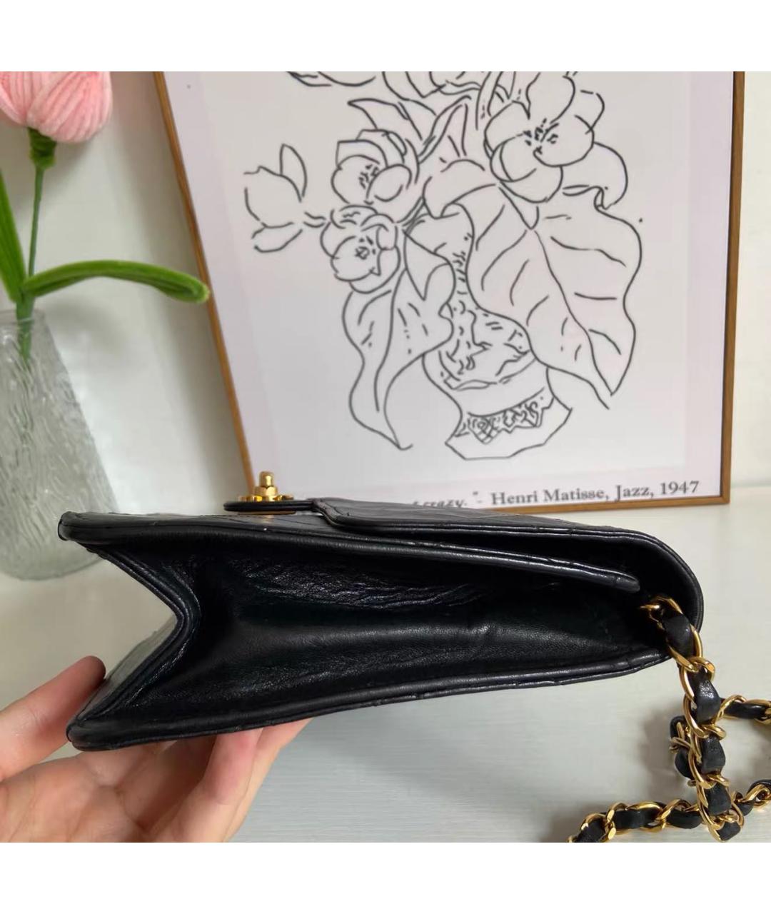 CHANEL Черная кожаная сумка через плечо, фото 6