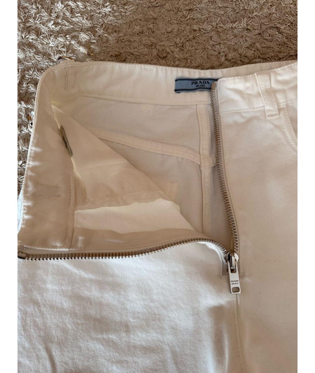 PRADA Белые хлопковые джинсы слим, фото 3