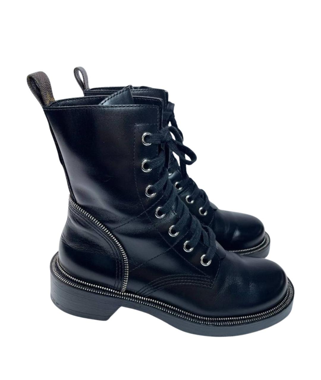 LOUIS VUITTON Черные кожаные ботинки, фото 1