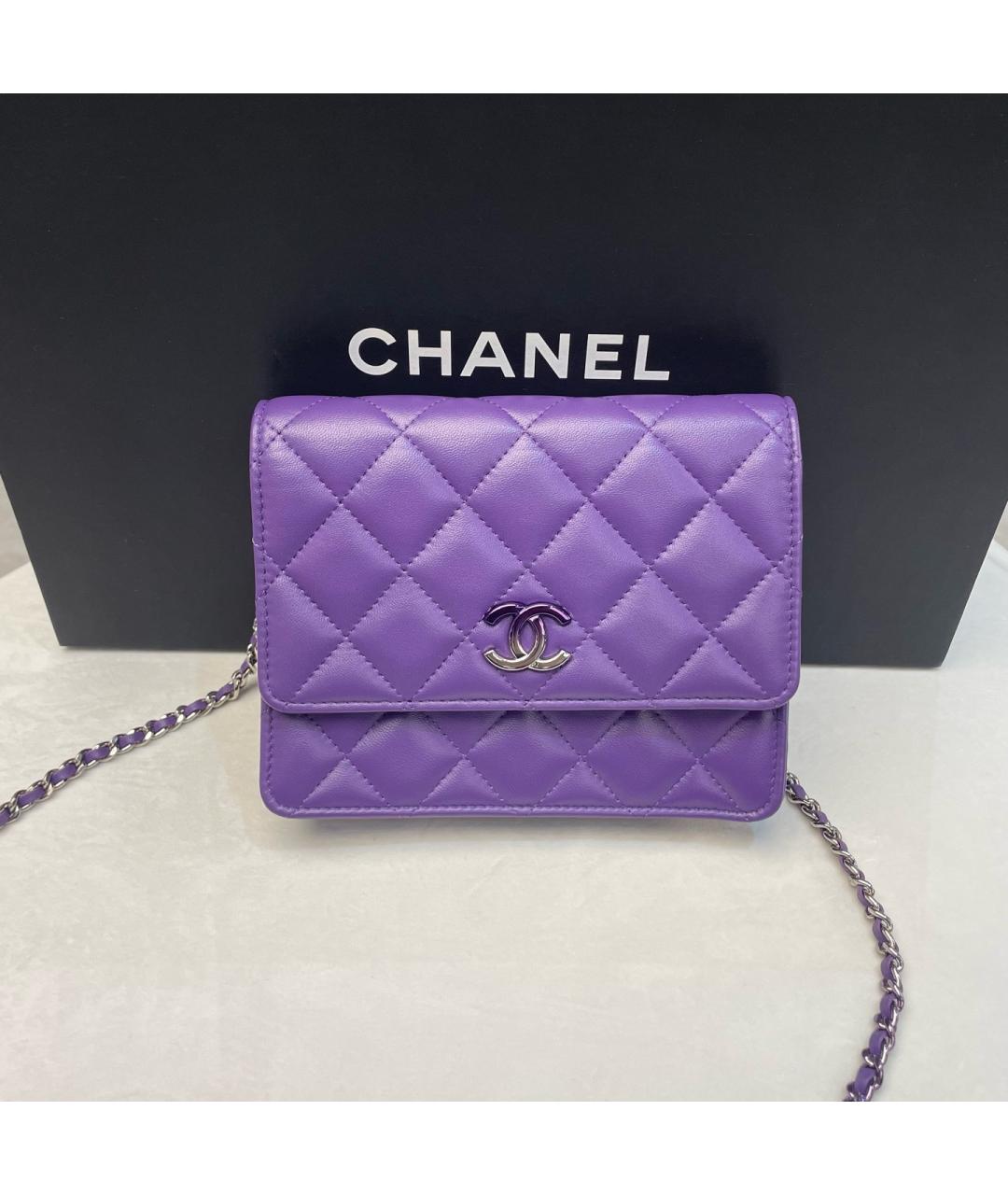 CHANEL Фиолетовая кожаная сумка через плечо, фото 9