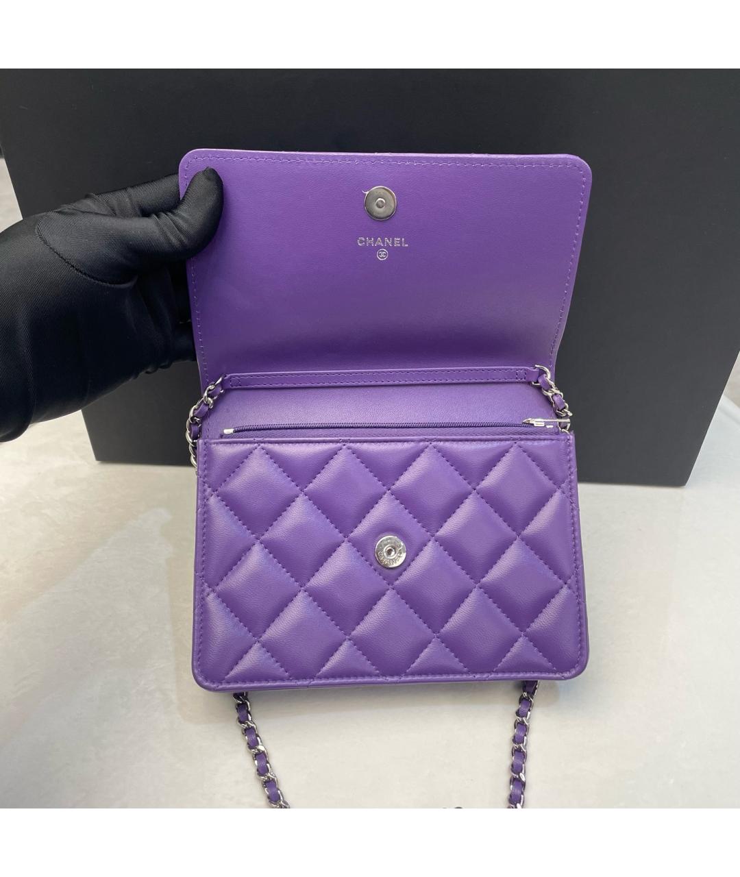 CHANEL Фиолетовая кожаная сумка через плечо, фото 6
