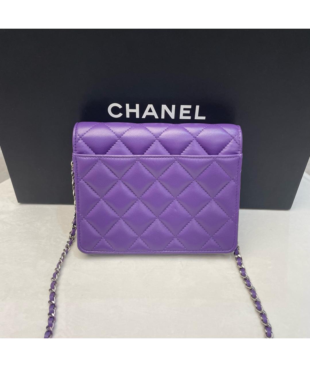 CHANEL Фиолетовая кожаная сумка через плечо, фото 2