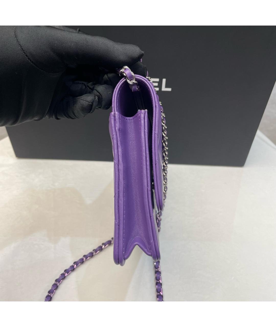 CHANEL Фиолетовая кожаная сумка через плечо, фото 5
