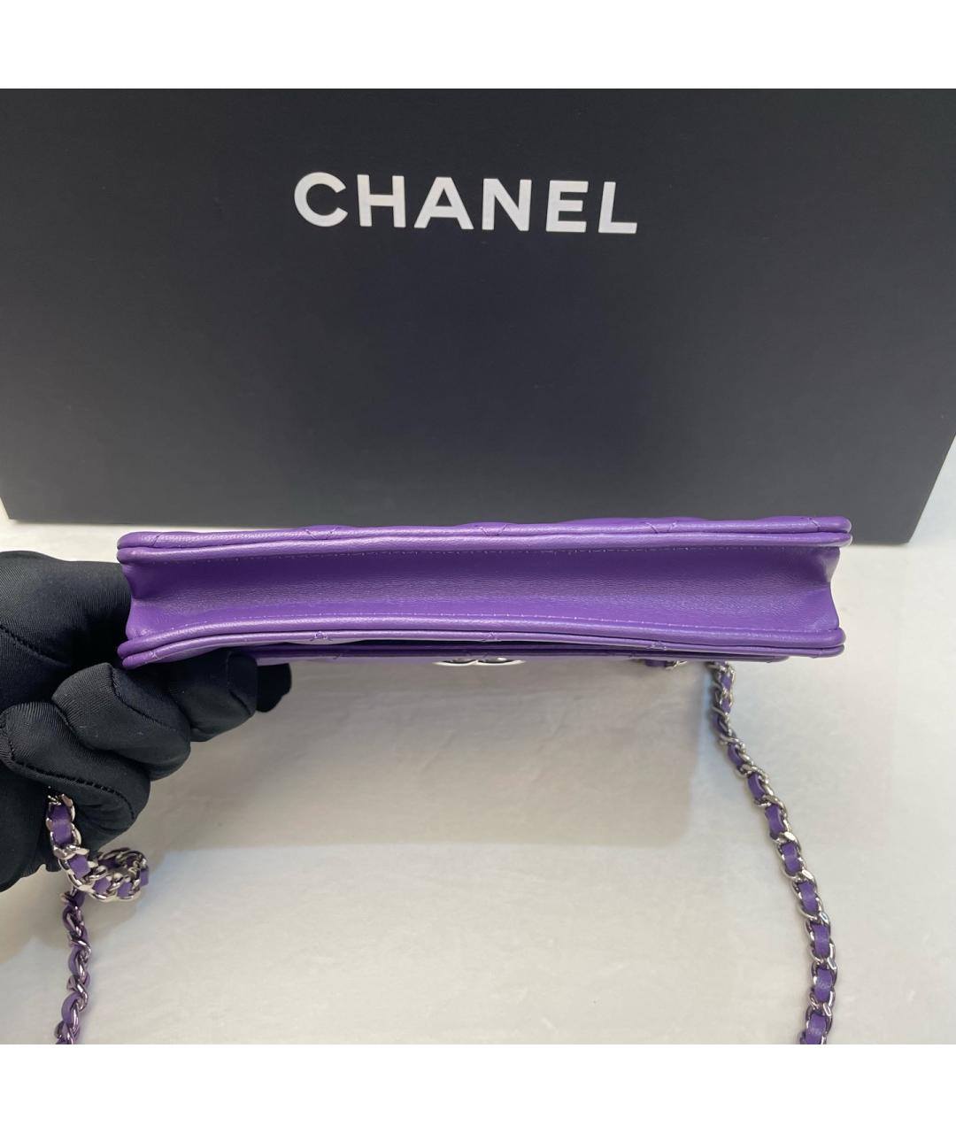 CHANEL Фиолетовая кожаная сумка через плечо, фото 3