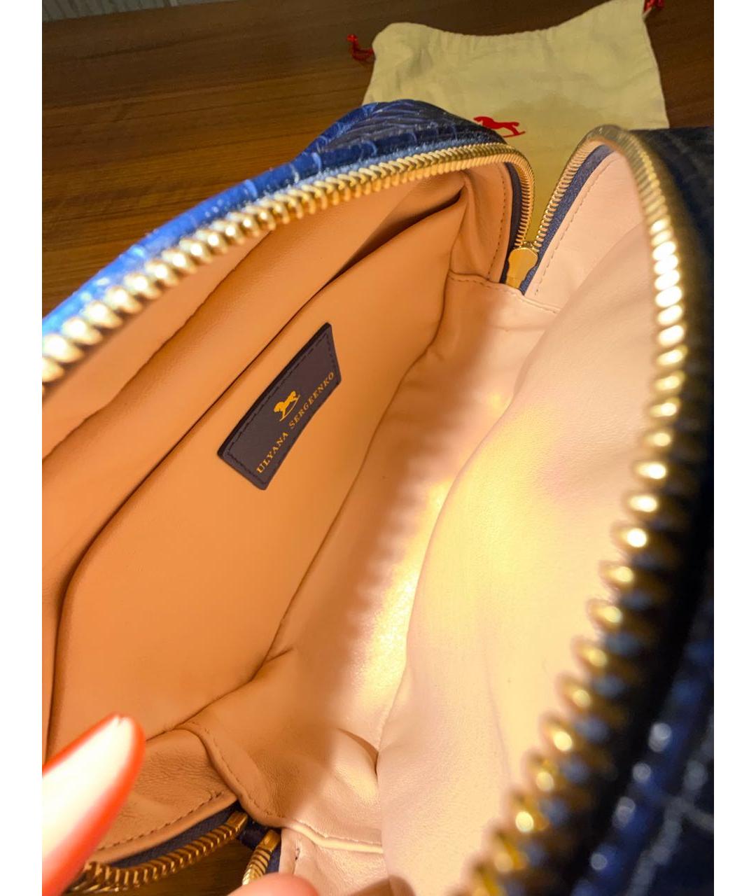 ULYANA SERGEENKO Синяя кожаная косметичка, фото 4