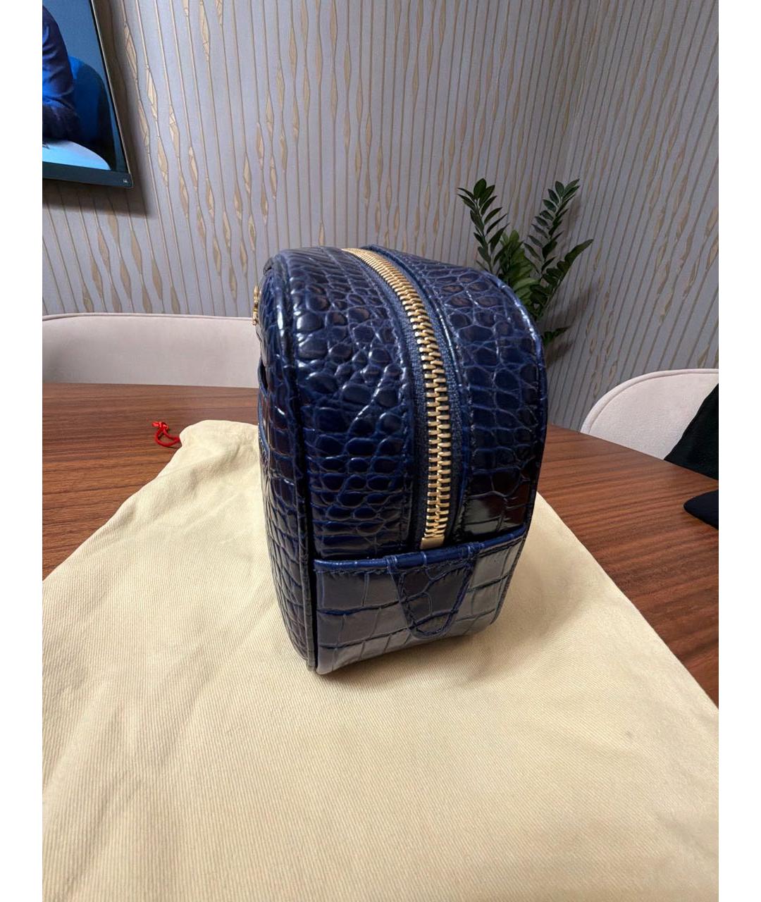 ULYANA SERGEENKO Синяя кожаная косметичка, фото 2