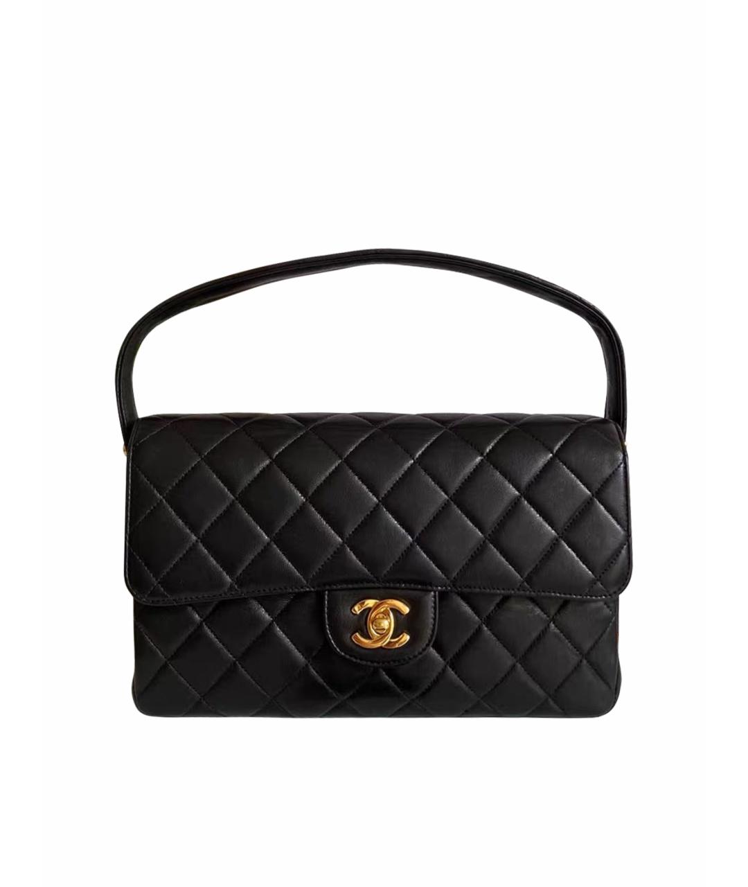 CHANEL Черная кожаная сумка с короткими ручками, фото 1