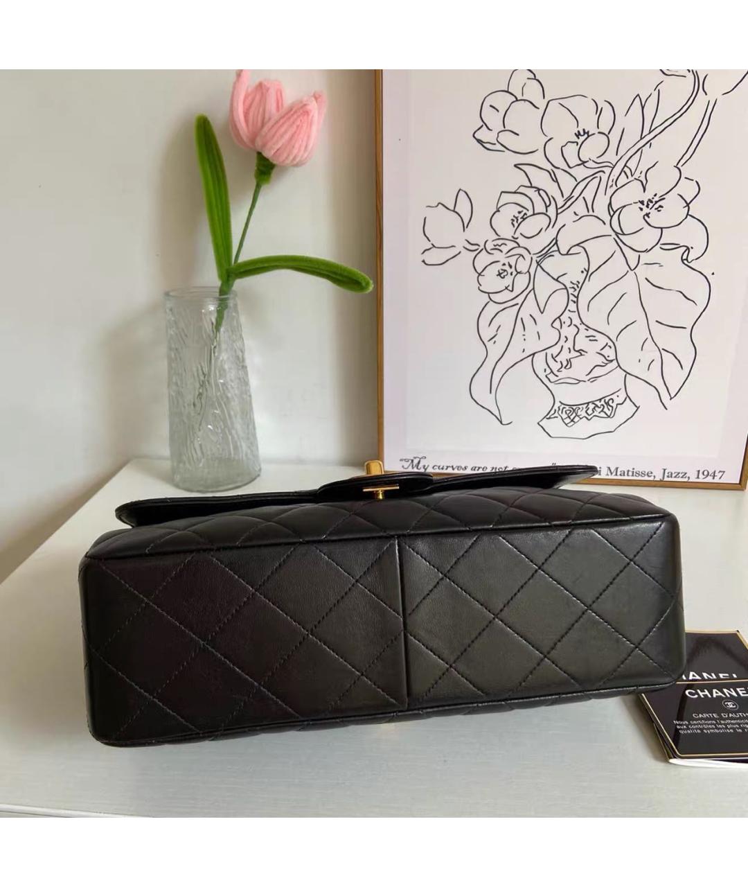 CHANEL Черная кожаная сумка с короткими ручками, фото 7