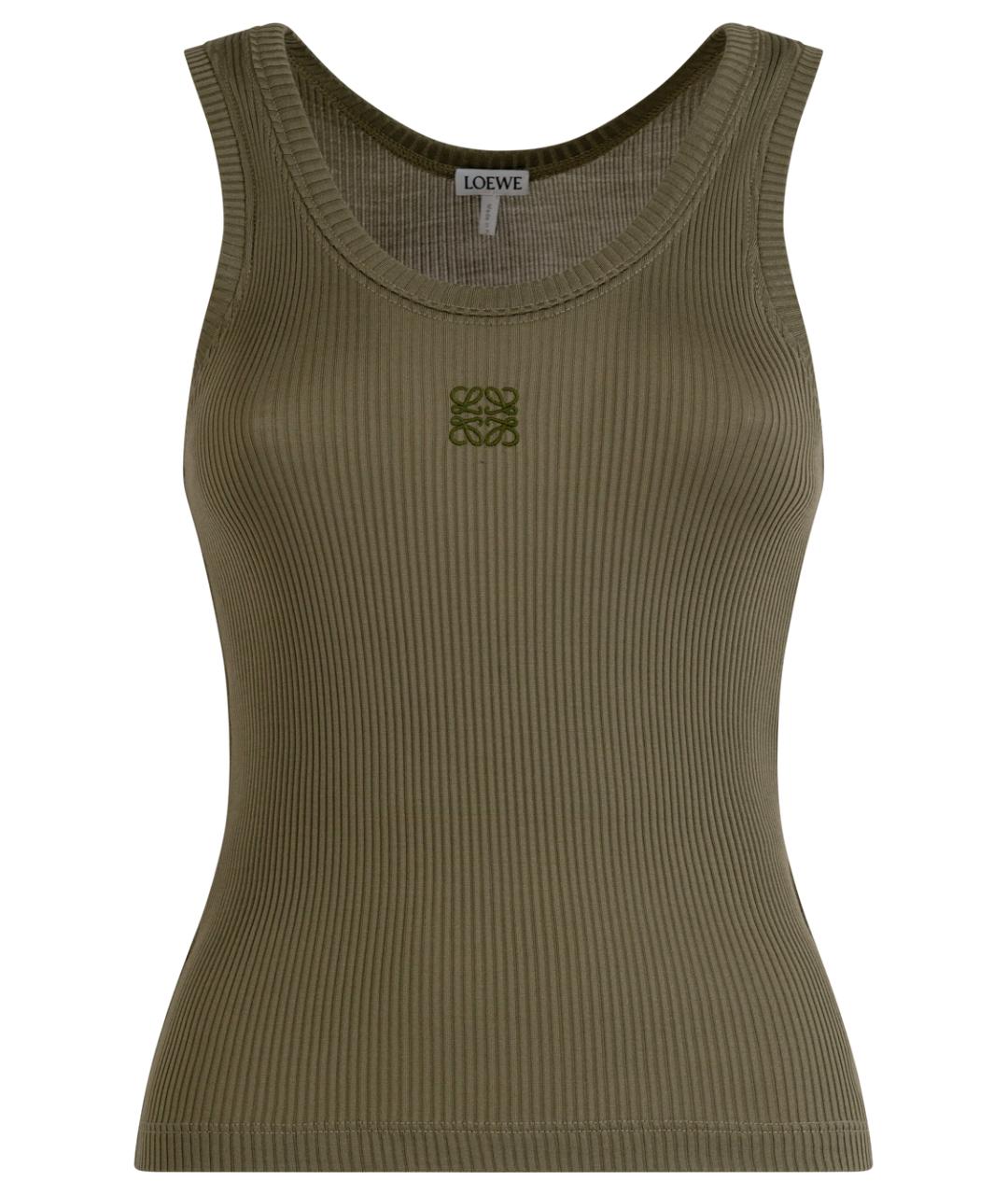 LOEWE Хаки шелковая майка, фото 1