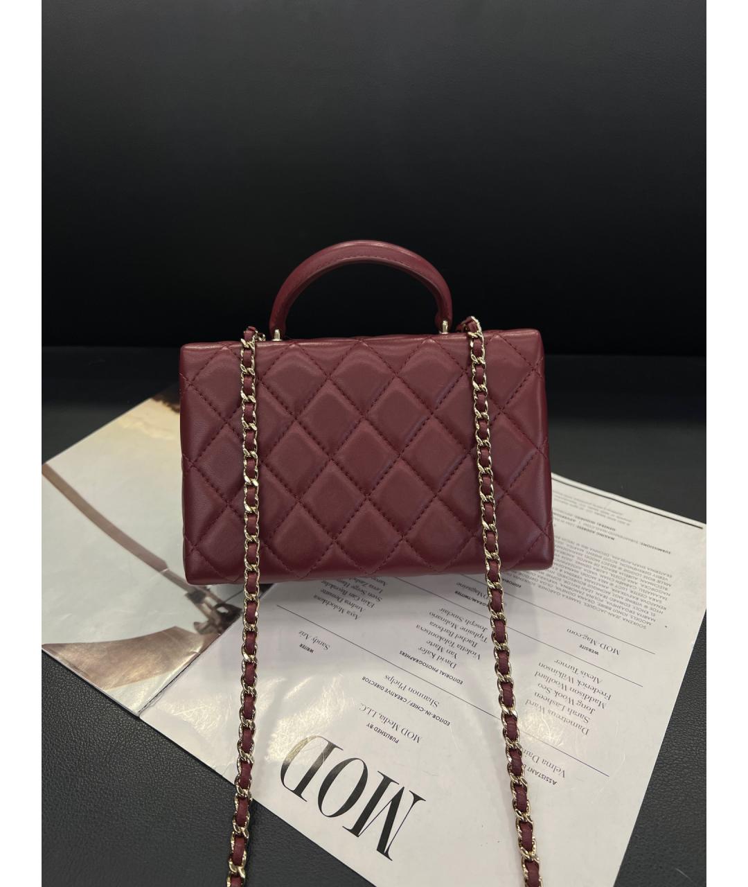 CHANEL Бордовая кожаная сумка через плечо, фото 2