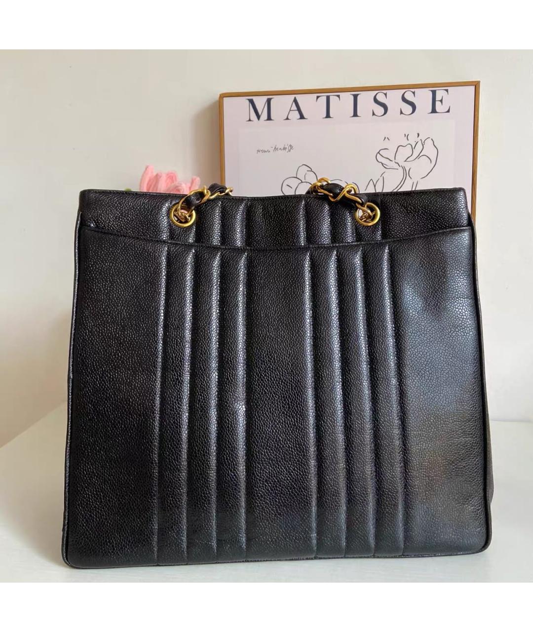 CHANEL Черная кожаная сумка тоут, фото 4