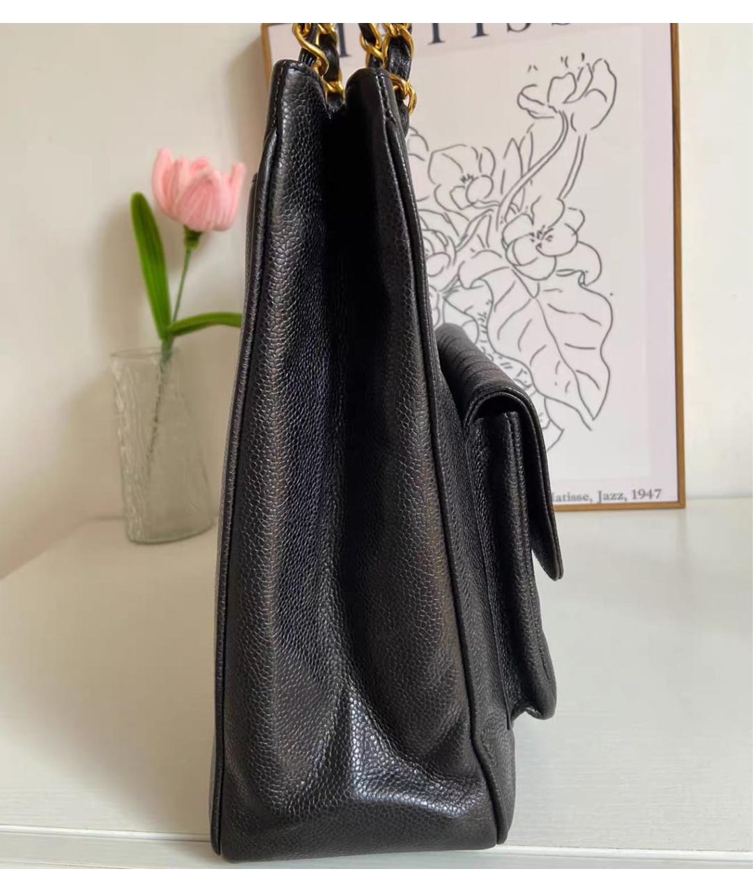 CHANEL Черная кожаная сумка тоут, фото 3
