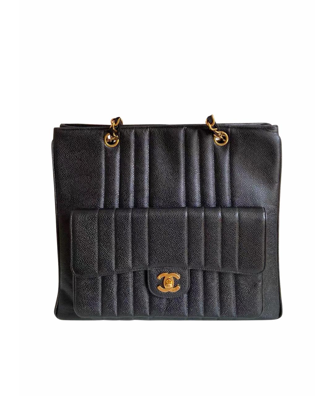 CHANEL Черная кожаная сумка тоут, фото 1