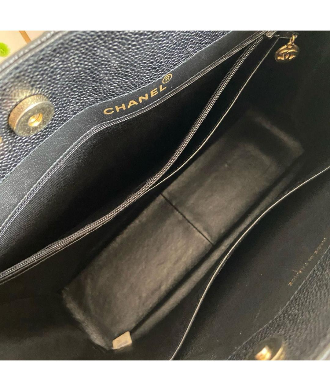 CHANEL Черная кожаная сумка тоут, фото 7