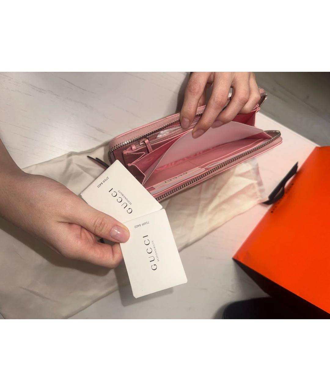 GUCCI Розовый кожаный кошелек, фото 4