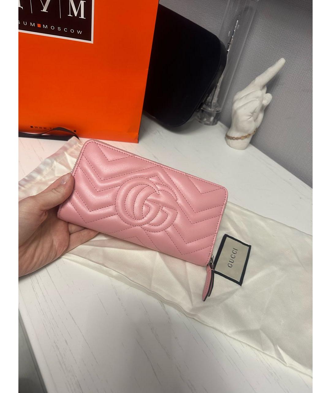 GUCCI Розовый кожаный кошелек, фото 3