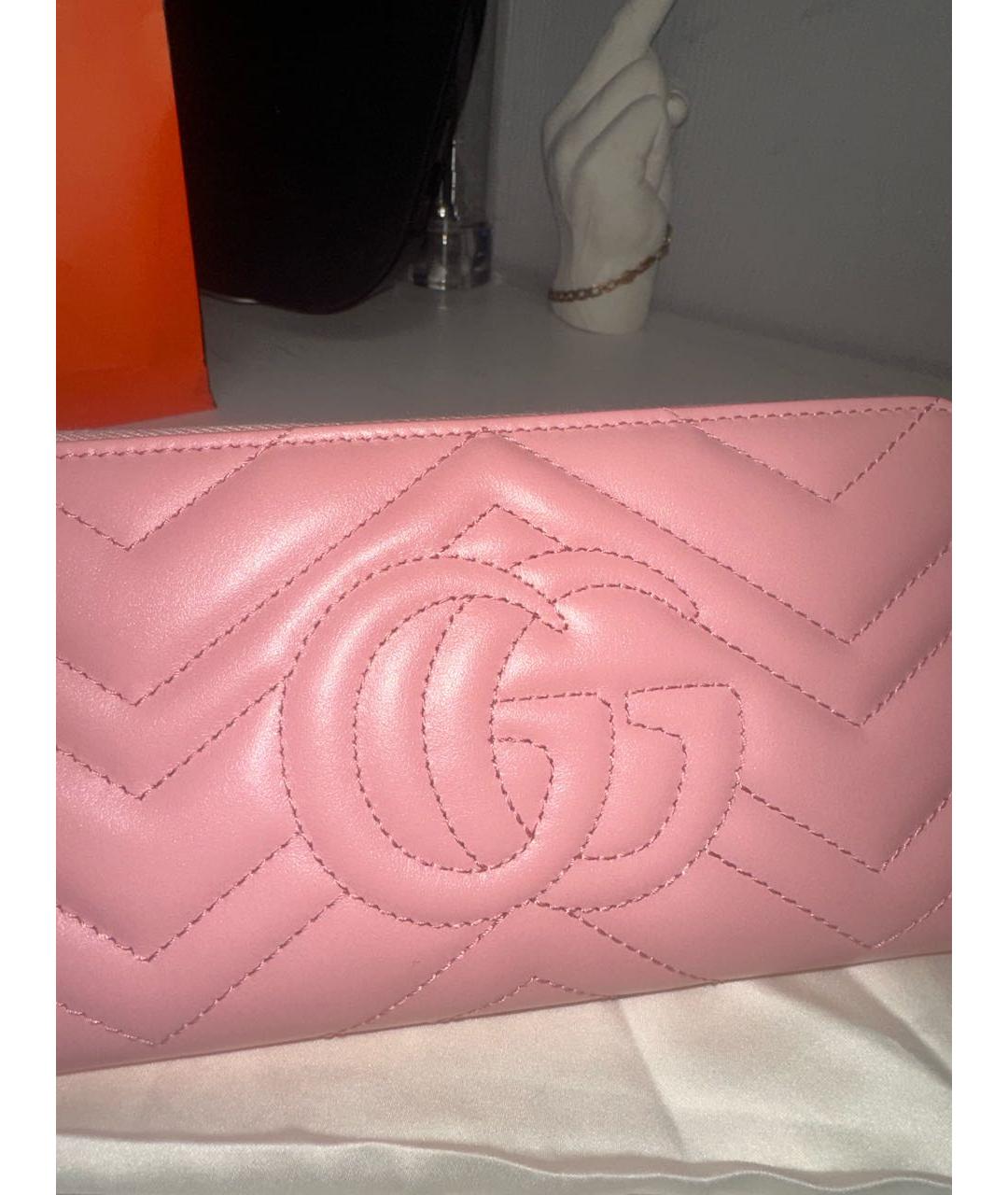 GUCCI Розовый кожаный кошелек, фото 8