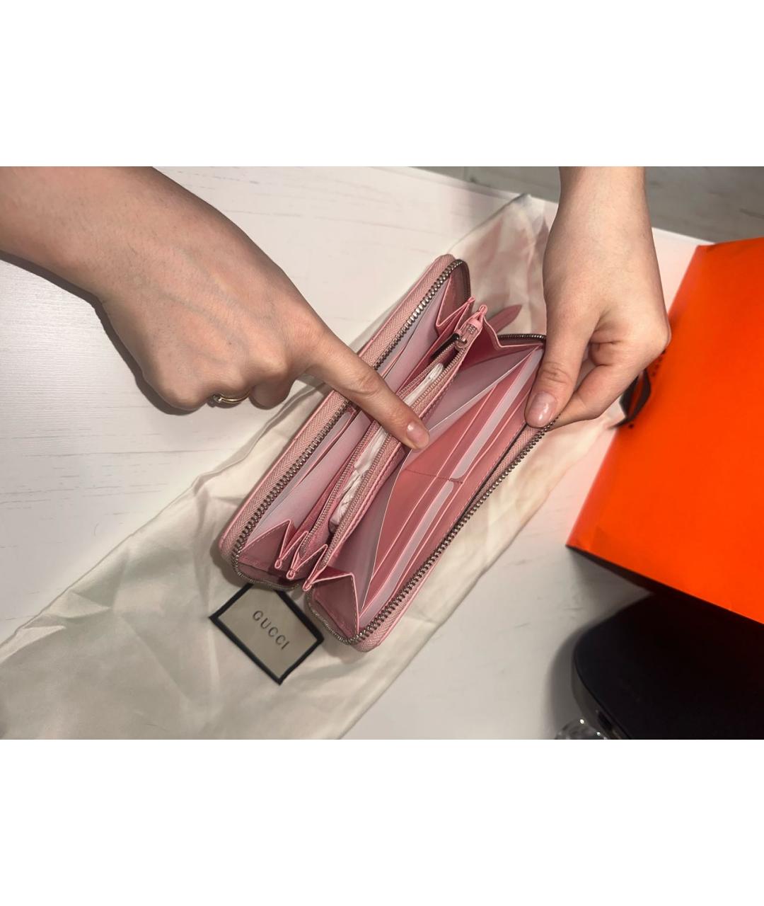 GUCCI Розовый кожаный кошелек, фото 7