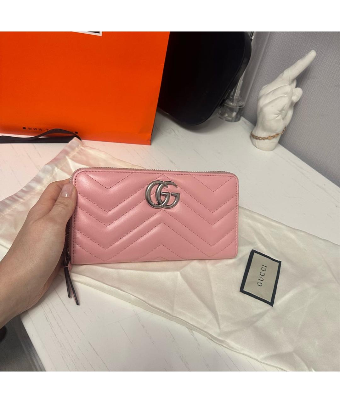 GUCCI Розовый кожаный кошелек, фото 9