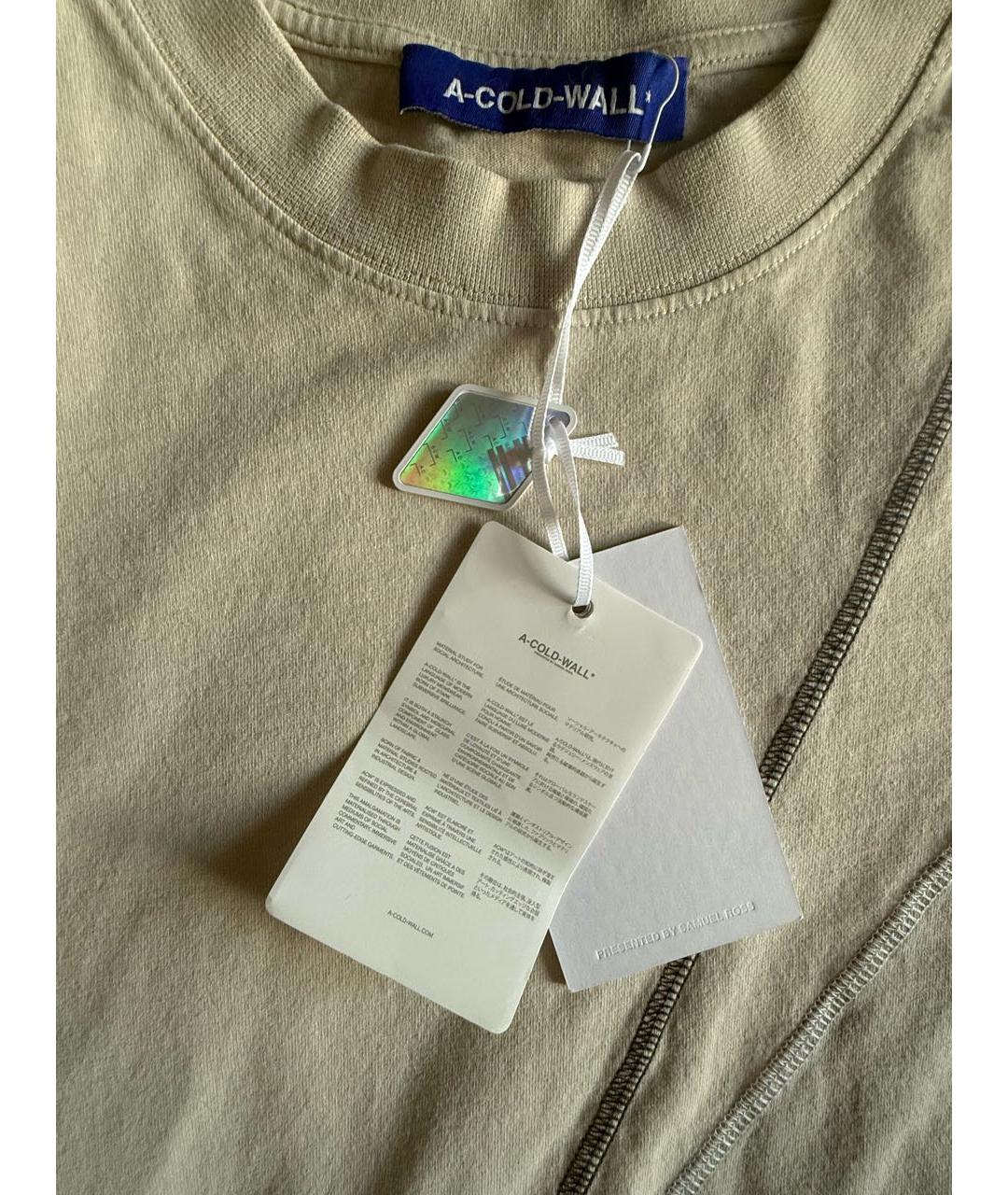 A-COLD-WALL* Бежевая хлопковая футболка, фото 4