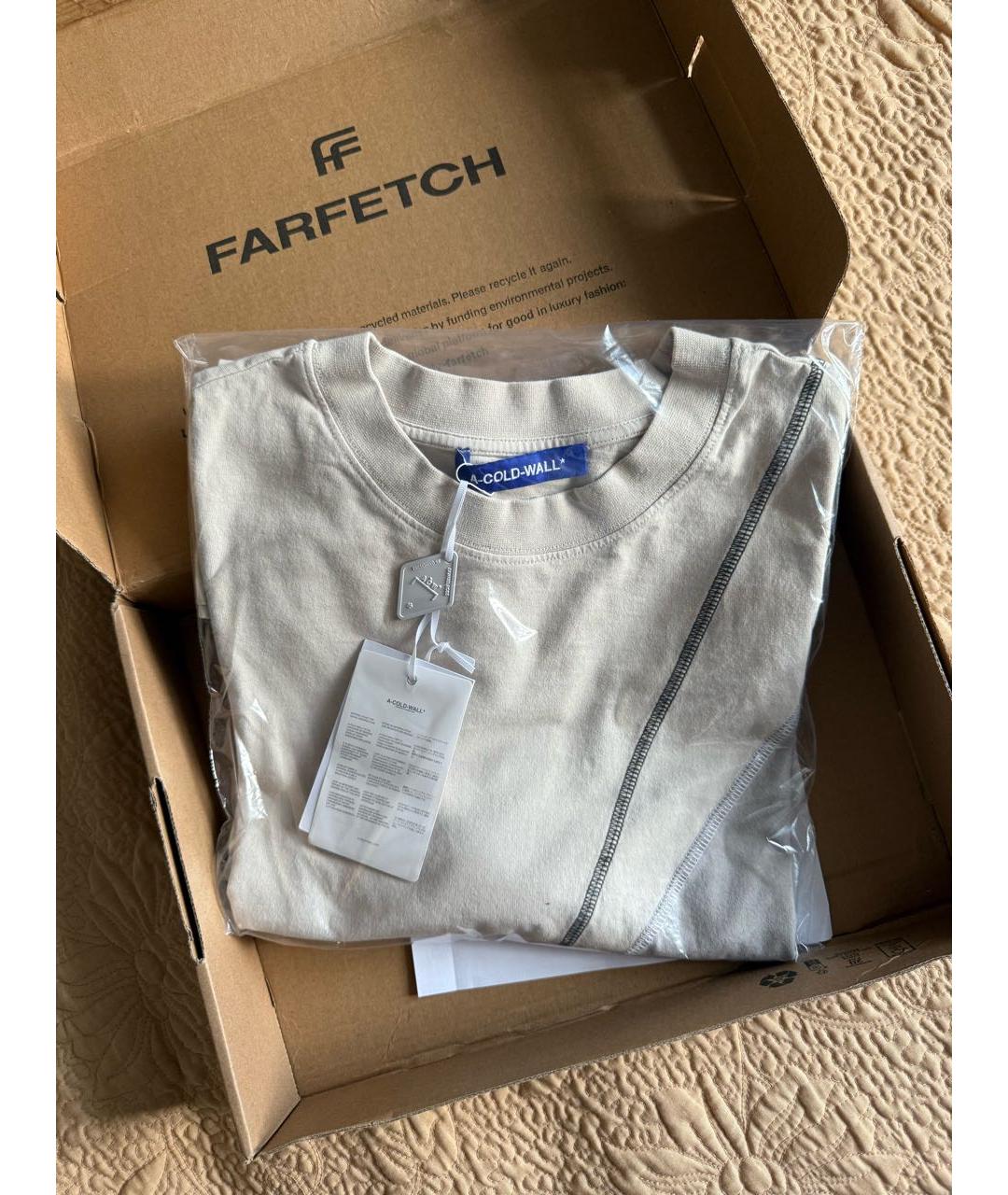 A-COLD-WALL* Бежевая хлопковая футболка, фото 5