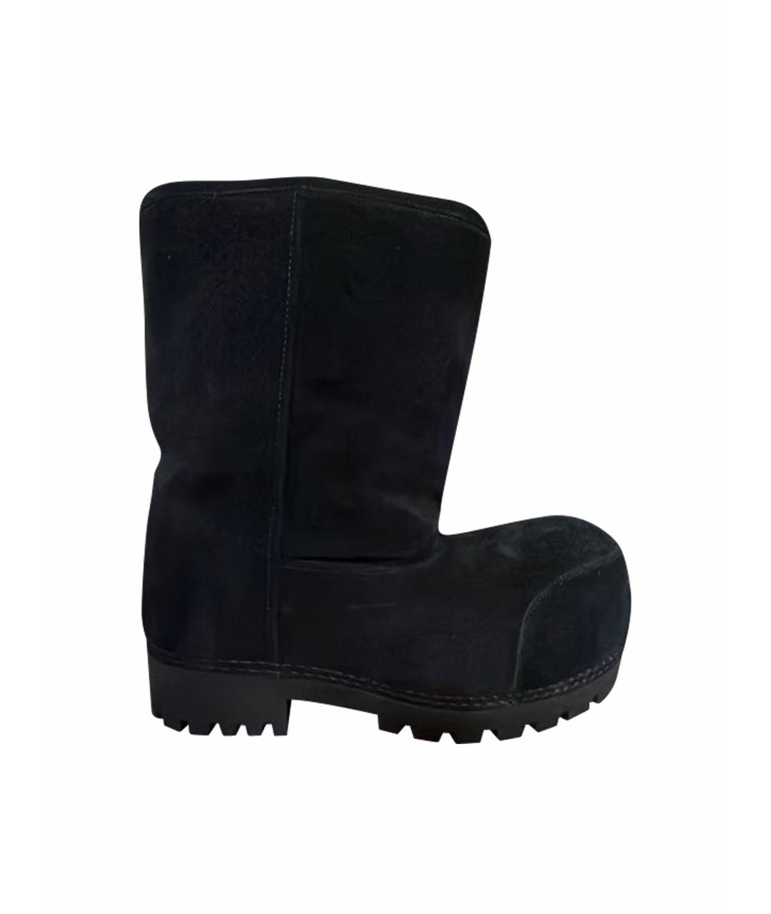 BALENCIAGA Черные замшевые полусапоги, фото 1