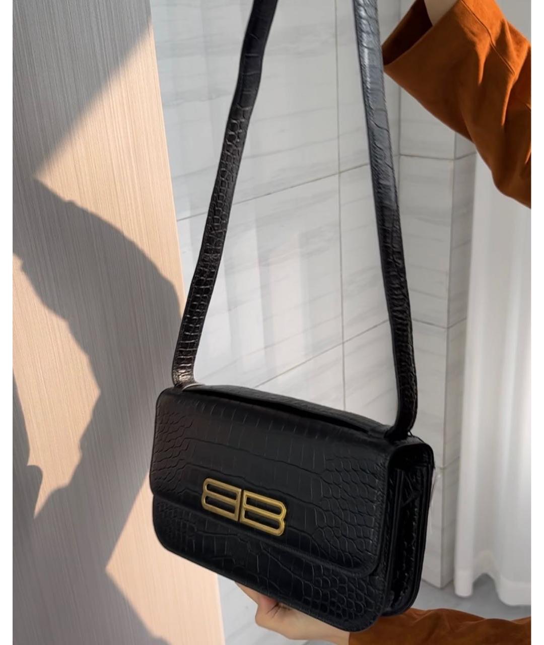 BALENCIAGA Черная кожаная сумка через плечо, фото 4