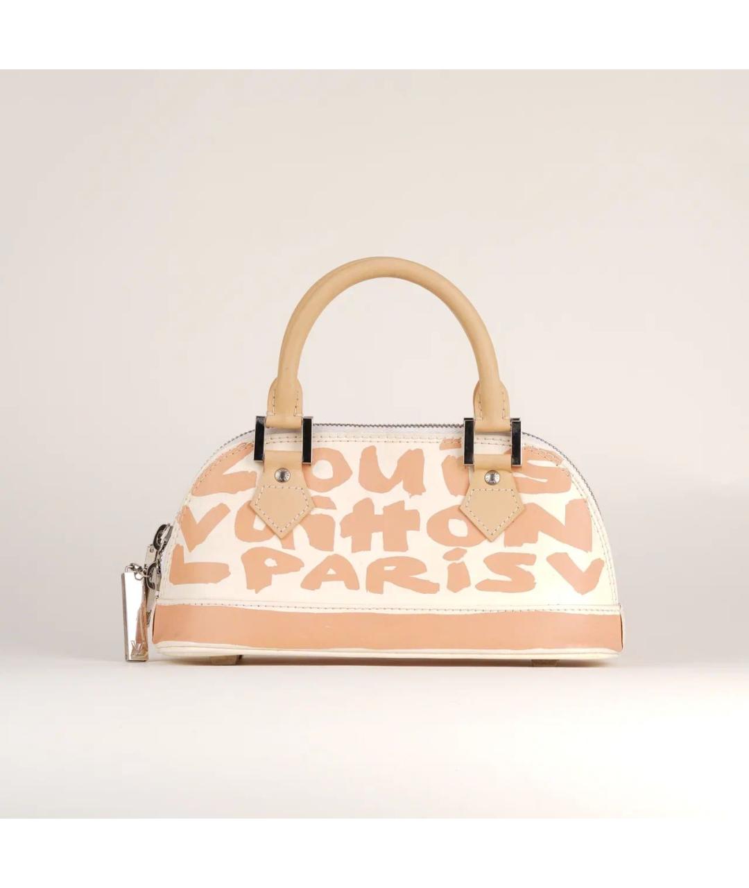 LOUIS VUITTON Бежевая кожаная сумка с короткими ручками, фото 3