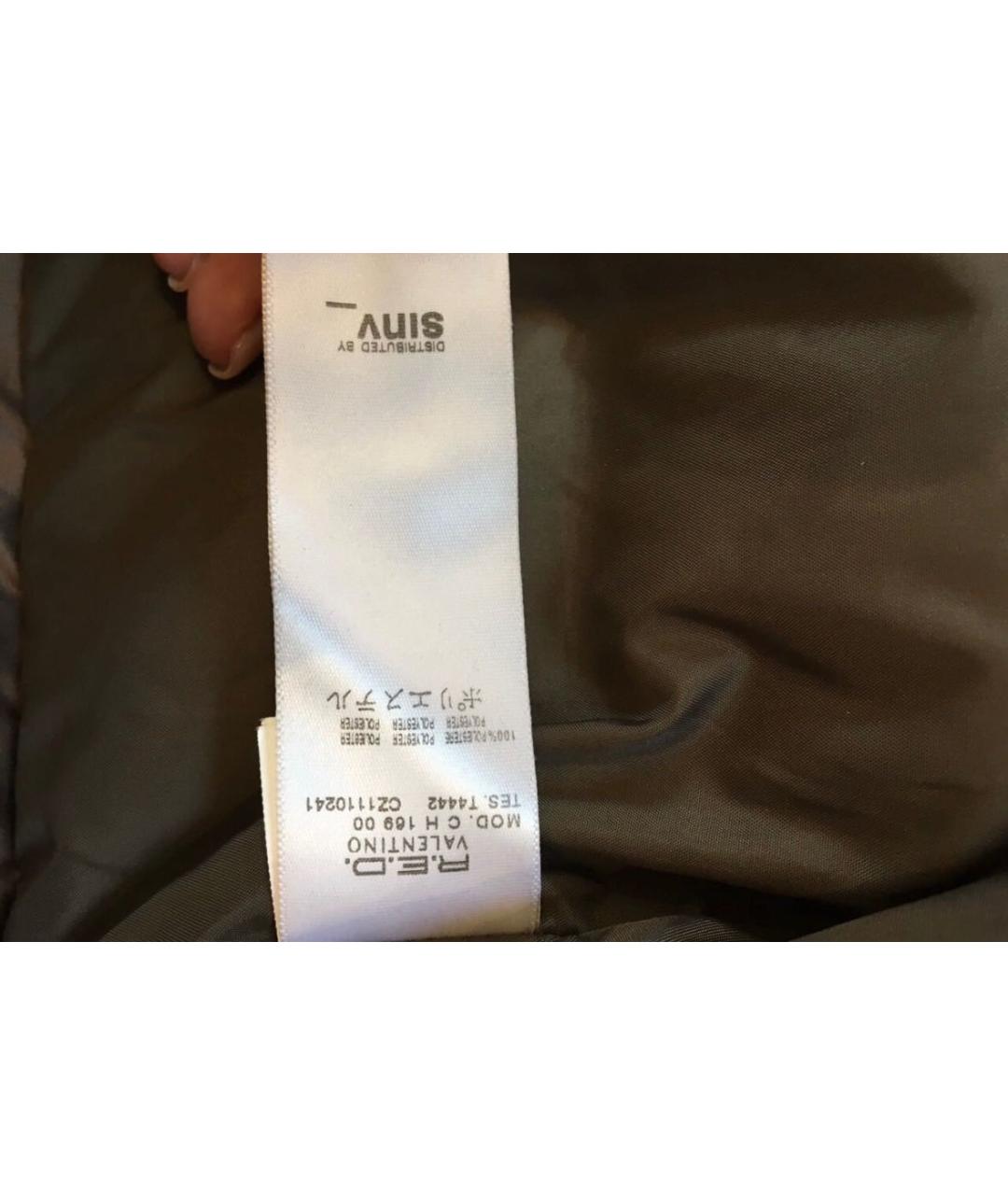 RED VALENTINO Коричневый полиэстеровый пуховик, фото 8