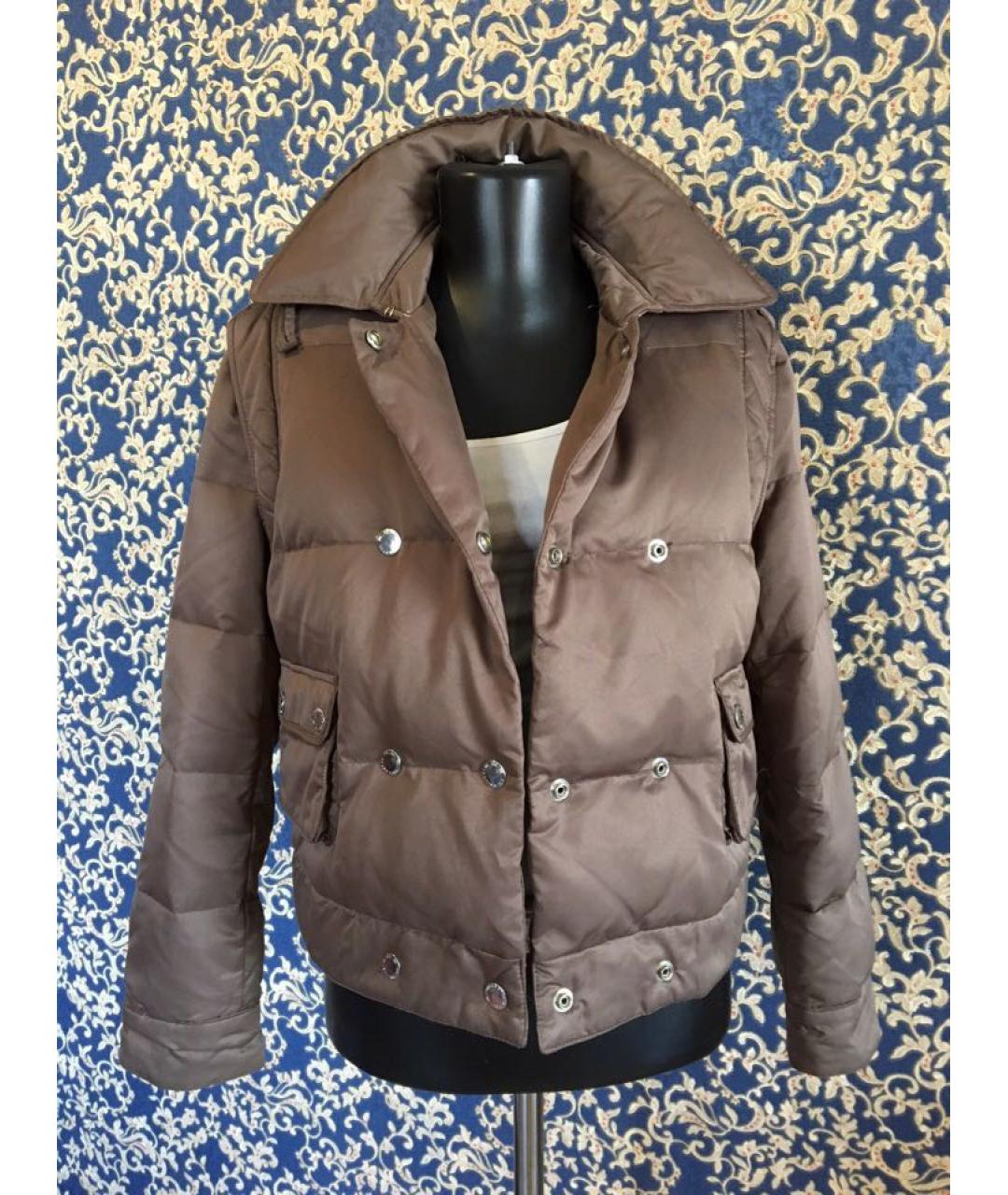 RED VALENTINO Коричневый полиэстеровый пуховик, фото 3