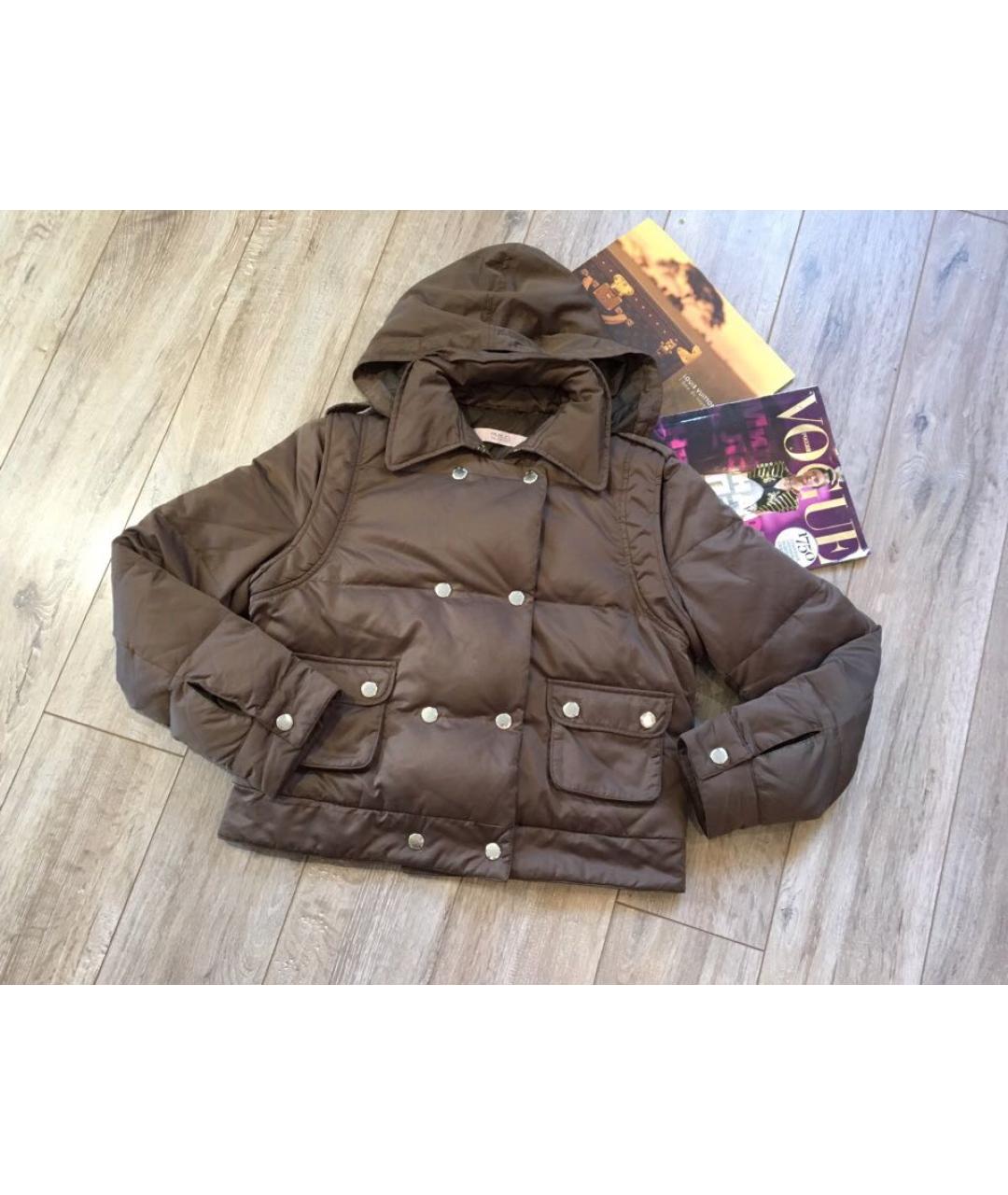 RED VALENTINO Коричневый полиэстеровый пуховик, фото 4