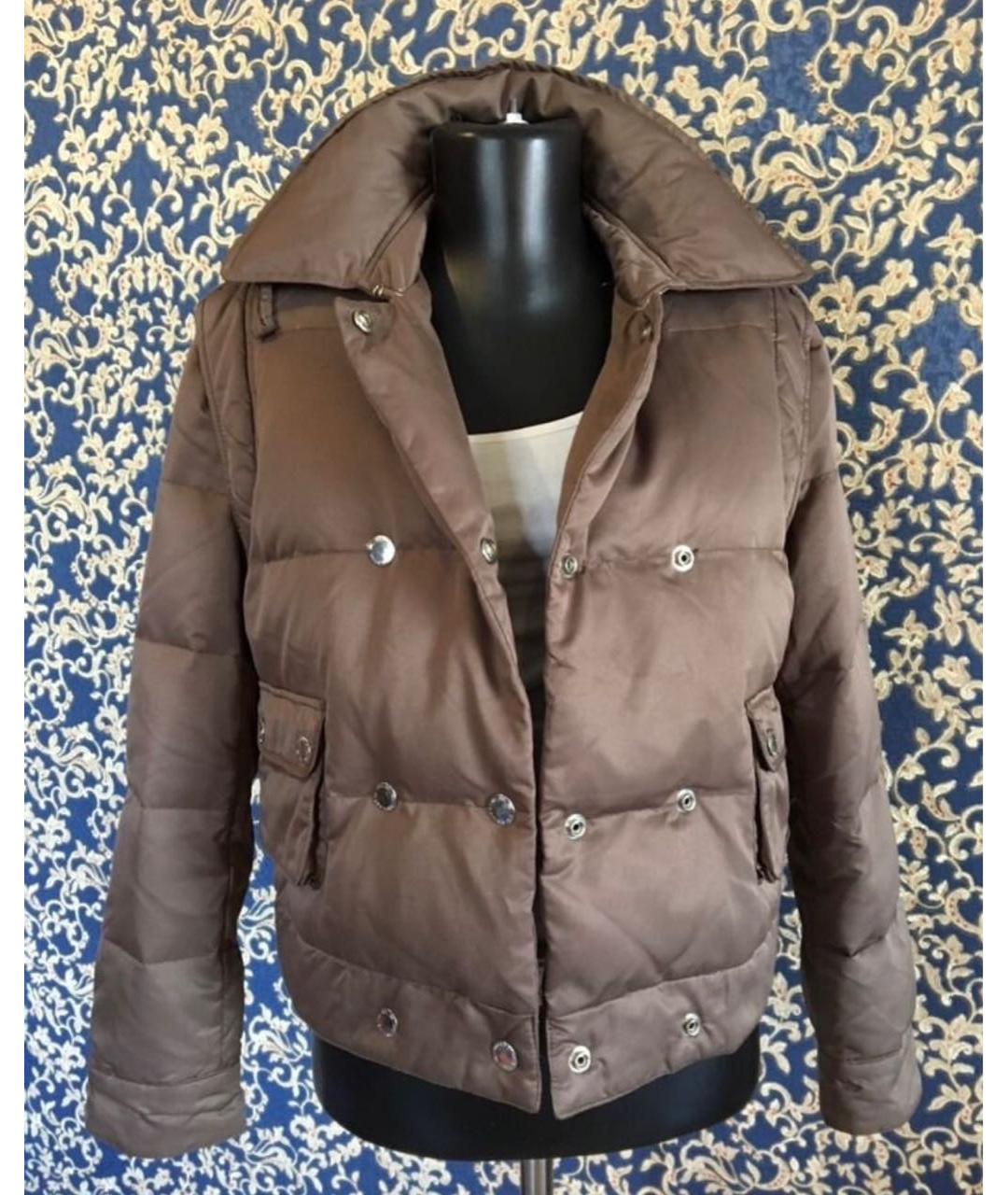 RED VALENTINO Коричневый полиэстеровый пуховик, фото 5
