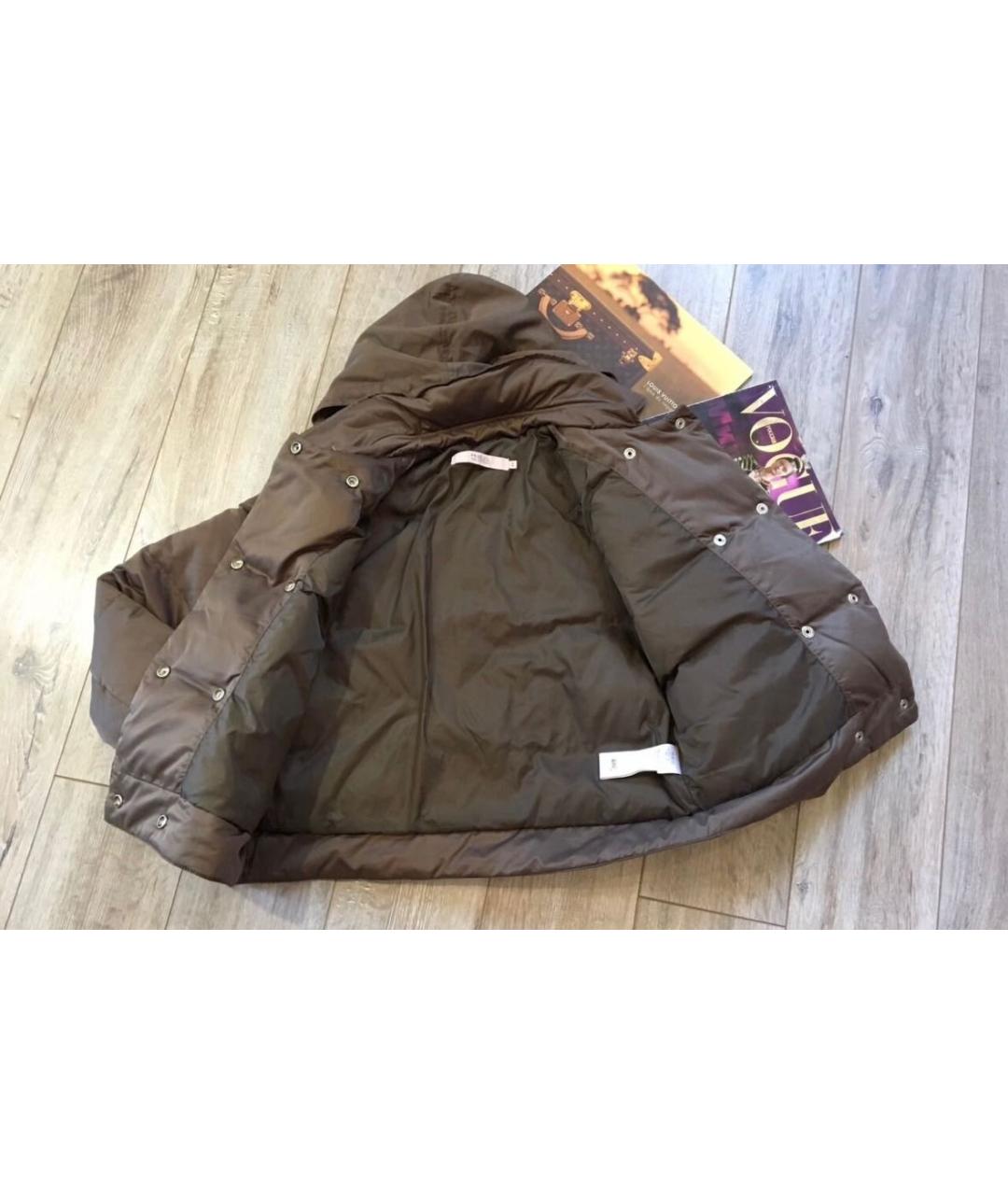 RED VALENTINO Коричневый полиэстеровый пуховик, фото 6