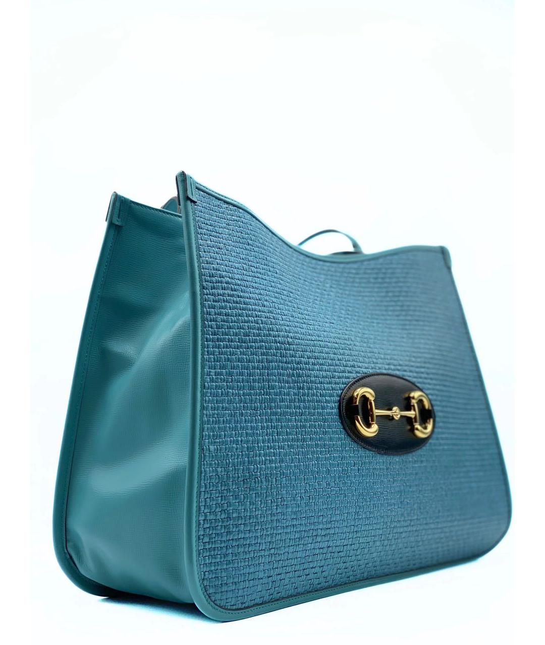 GUCCI Бирюзовая пелетеная сумка тоут, фото 3