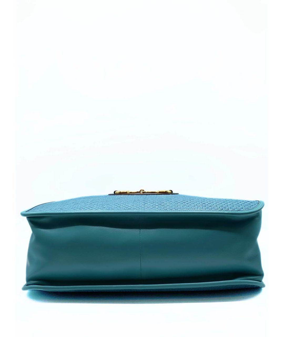 GUCCI Бирюзовая пелетеная сумка тоут, фото 4