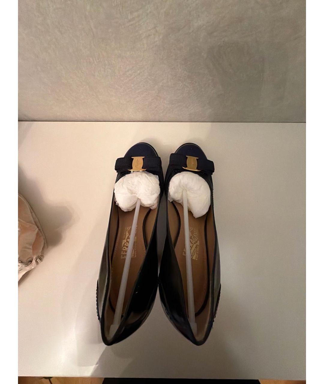 FERRAGAMO Темно-синие кожаные туфли, фото 3