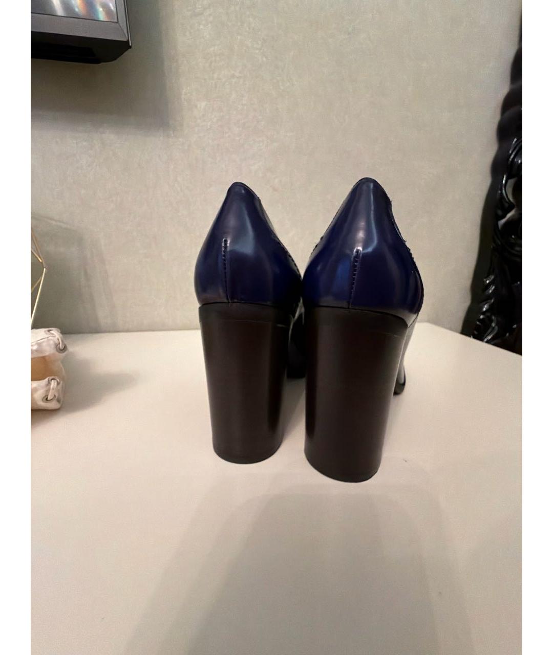 FERRAGAMO Темно-синие кожаные туфли, фото 4