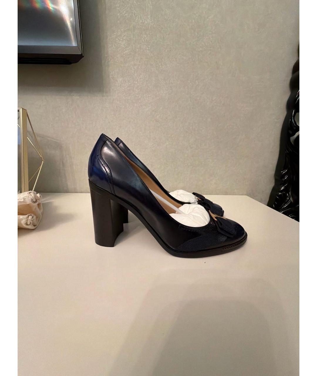 FERRAGAMO Темно-синие кожаные туфли, фото 7