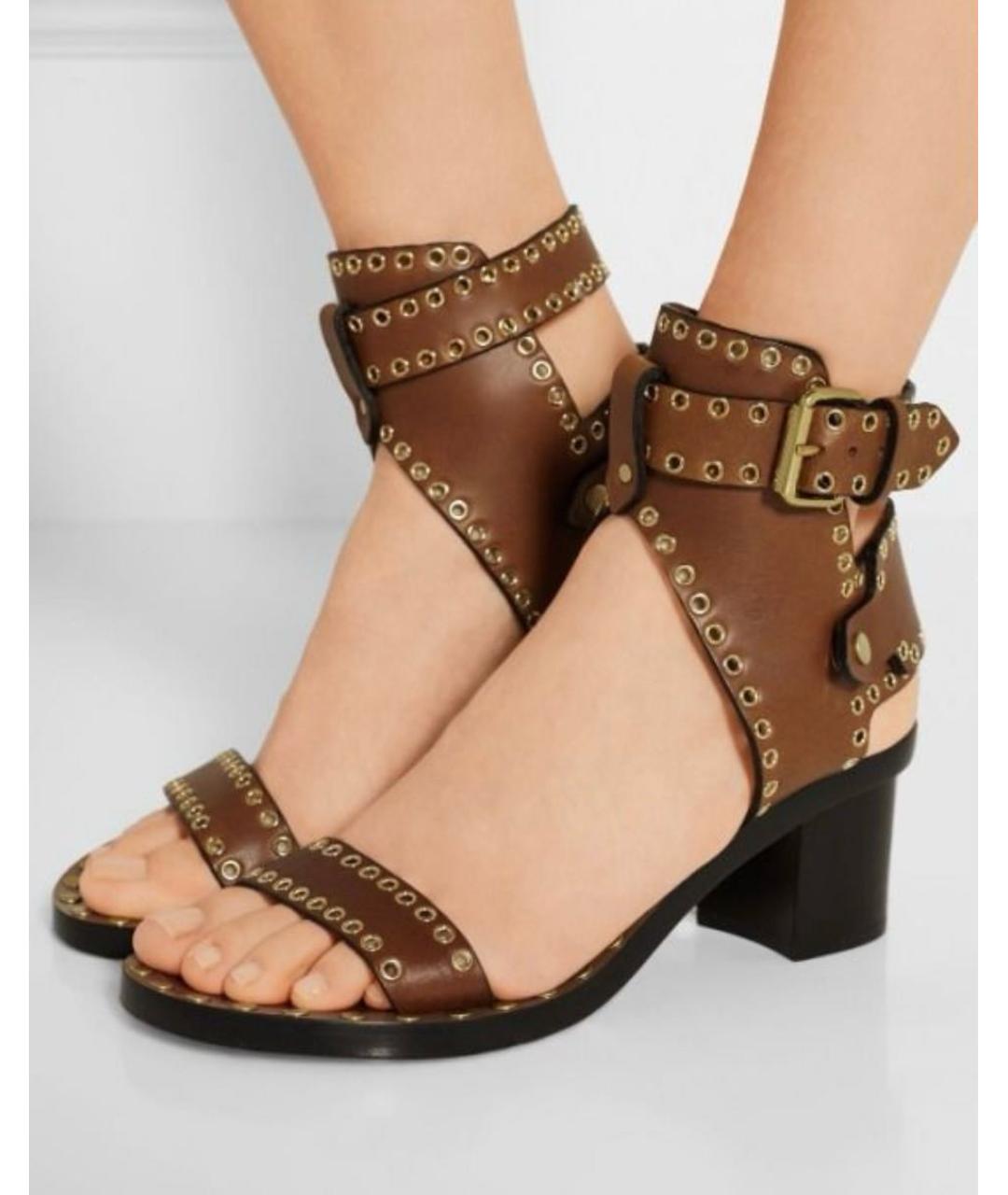 ISABEL MARANT Коричневые кожаные босоножки, фото 2