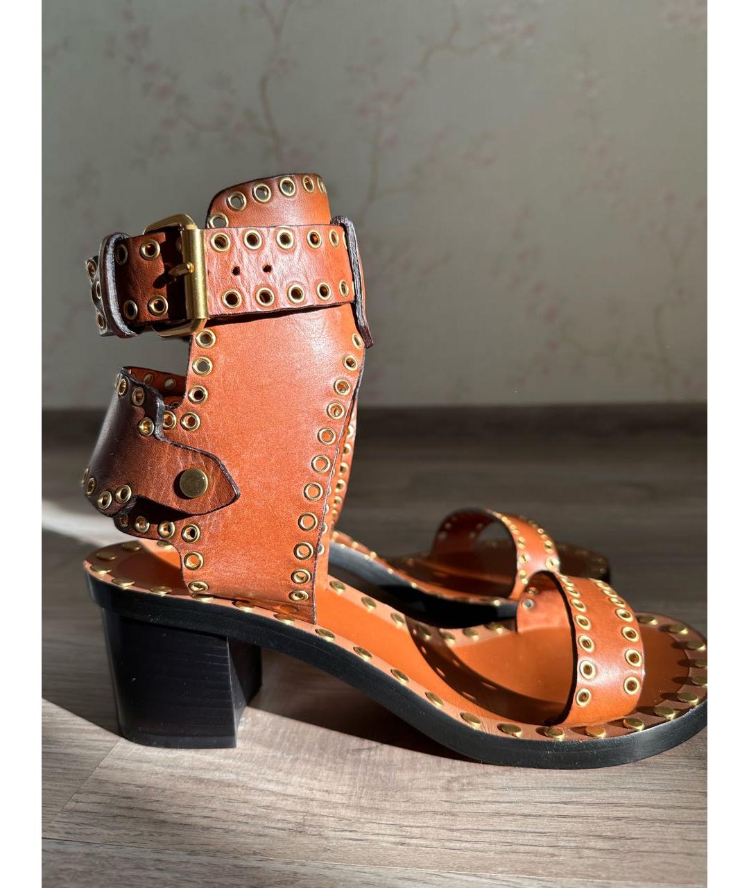 ISABEL MARANT Коричневые кожаные босоножки, фото 8