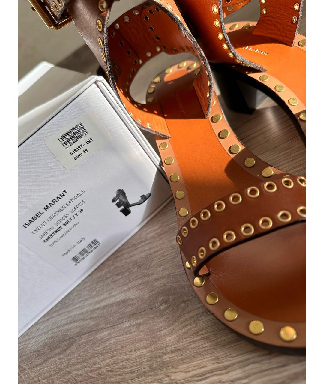 ISABEL MARANT Коричневые кожаные босоножки, фото 7