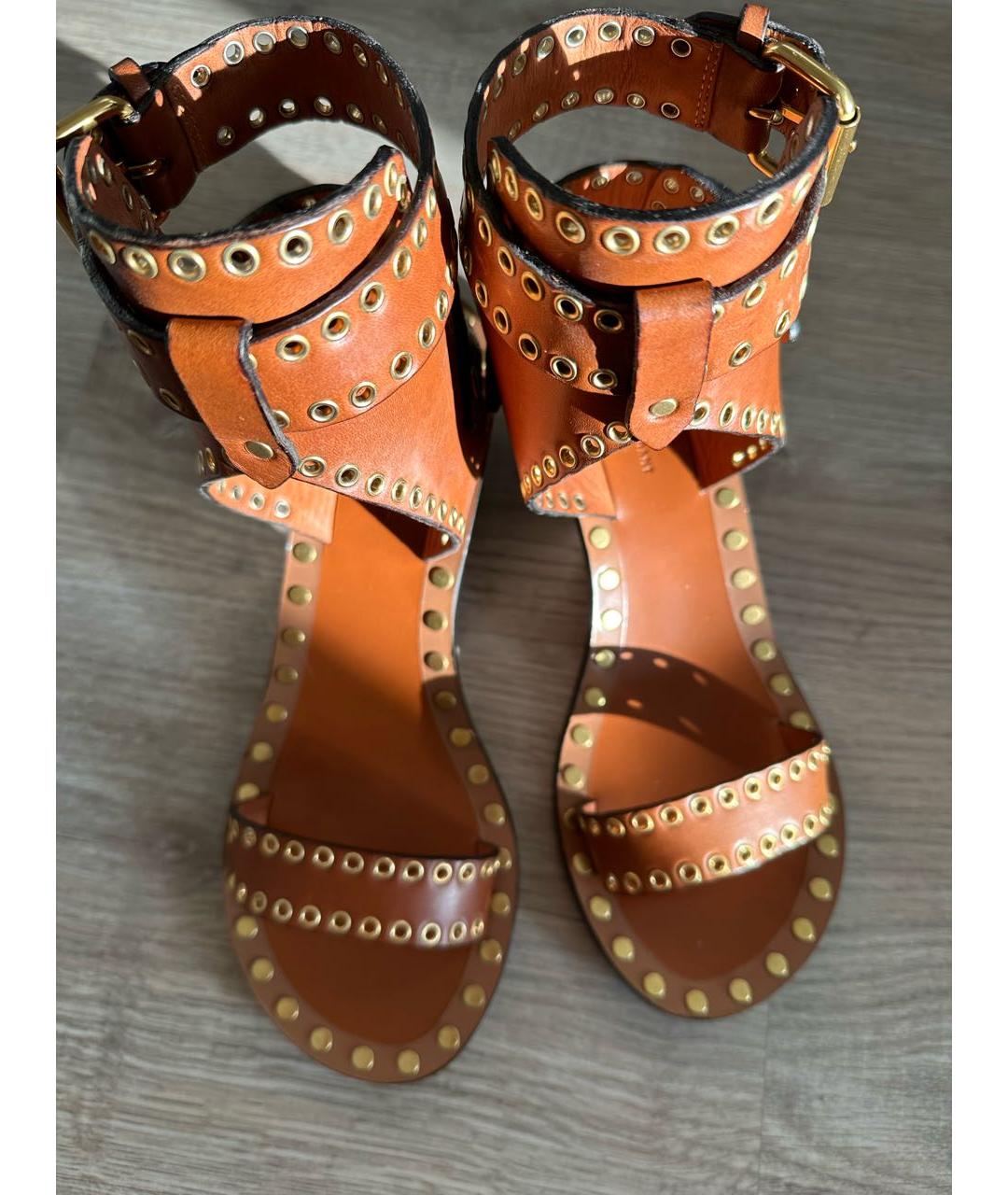 ISABEL MARANT Коричневые кожаные босоножки, фото 6
