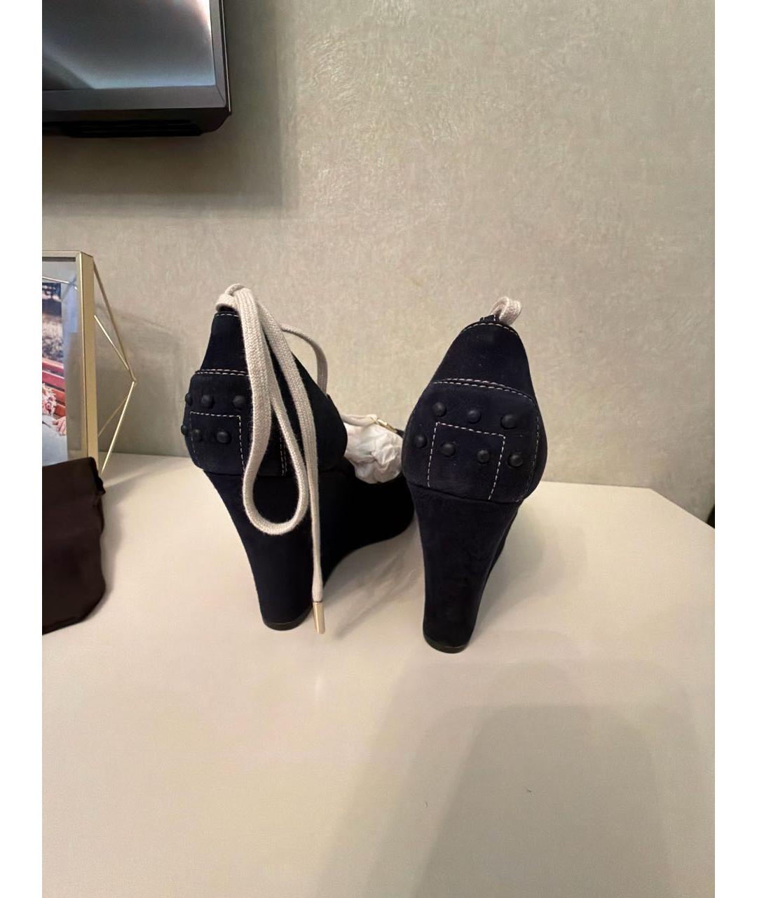 TOD'S Темно-синие замшевые туфли, фото 4