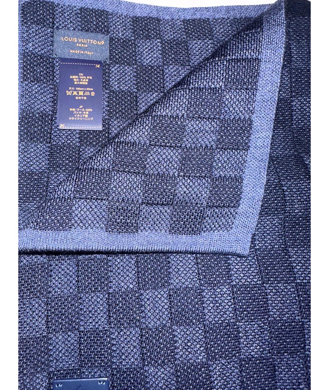 LOUIS VUITTON Темно-синий шерстяной шарф, фото 3